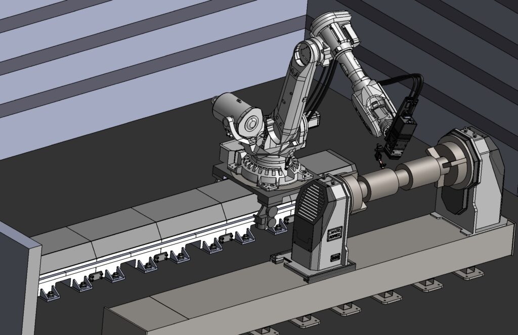 Robotic cell assembly isometric technical render